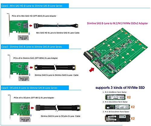 Amazon.co.jp: Slimline SAS 8レーン デュアルポートM.2/M.3 NF1